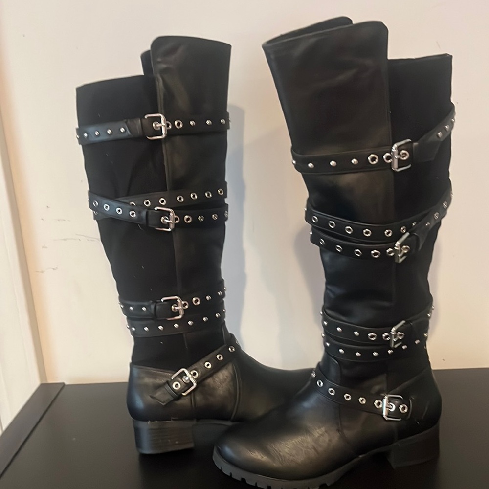 Tall black Fergalicious boots. Brand new, never worn.